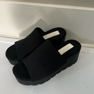 y2k Retro Platform Sandal Slip on Shoe - Black Chunky‎ Size 8